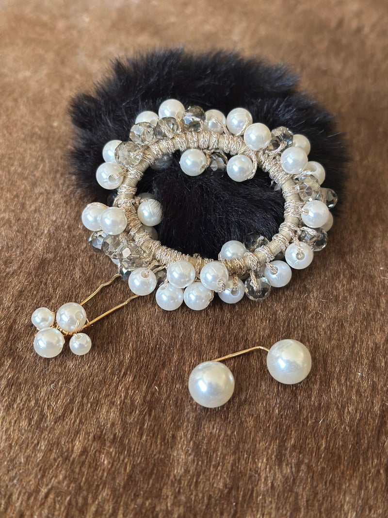 CAPALL Hair Set Black & Pearl